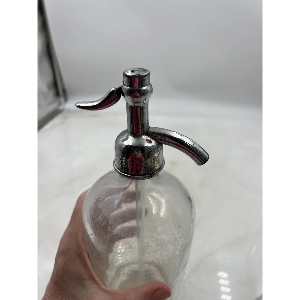 VTG Capitol District Seltzer Bottle Clear Glass Albany New York Large Dome 1920s